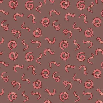 Rainworms vector colored seamless background. Pattern with Red Worms Stock Illustration