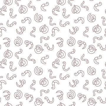 Rainworms vector line seamless background. Pattern with Worms Illustrazione stock