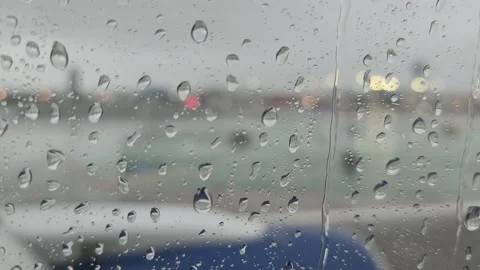 Rainy Airplane Window Takeoff Stock Footage 220319066