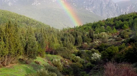 Rainy and Mountains On The Rainbow Vídeo Stock 56125456