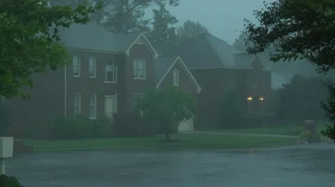 Rainy and windy suburbs Stock Footage 11801003