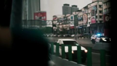 Rainy Arrival in Kuala Lumpur - Slow Motion Bus View Stock Footage 247246748