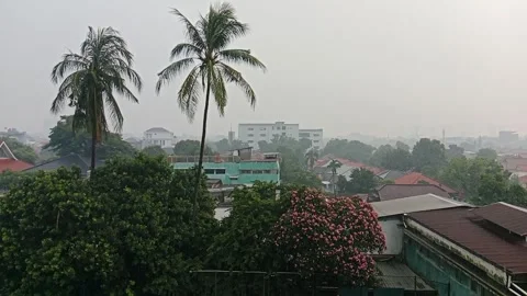 Rainy atmosphere during the day in the middle of Jakarta city Stock Footage 319992018
