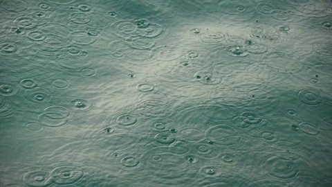 Rainy background with raindrops, circles and bubbles in puddle Stock Footage 95726035