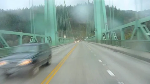 Rainy Bridge Drive 2 Stock Footage 10887145