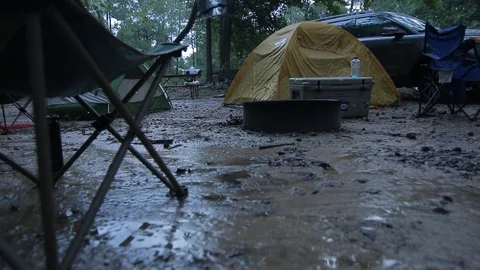 Rainy campground Vídeo Stock 115729878