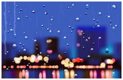 Rainy city streets Stock Illustration