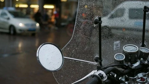 Rainy city through the windshield of transport. Amsterdam Stock Footage 105032602