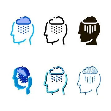 Rainy cloud cloudburst silhouette set headache vector Stock Illustration