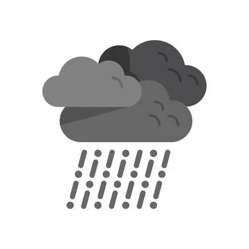 Rainy cloud icon flat vector. Cloudy rain Stock Illustration