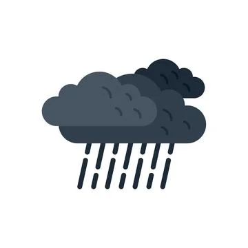 Rainy cloud icon flat vector. Cloudy rain Stock Illustration