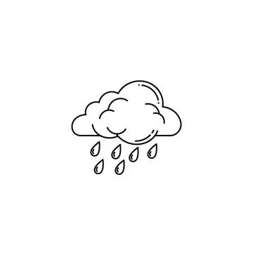 Rainy cloud icon line art weather symbol illustration with a simple line Stock Illustration