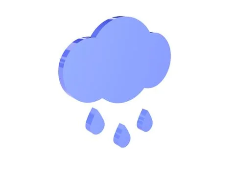 Rainy cloud icon over white background. Concept 3D illustration. Stock Illustration