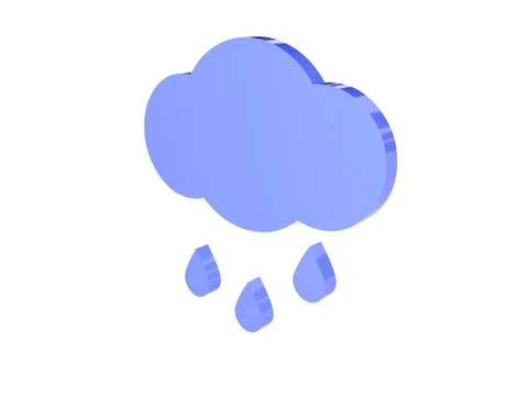 Rainy cloud icon over white background. Concept 3D illustration. Stock Illustration
