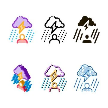 Rainy cloud man icon vector looks outline Stock Illustration
