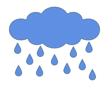 Rainy cloud raindrops dripping 2D linear cartoon object Stock Illustration