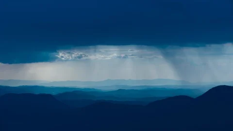The rainy cloud stream above beautiful mountains. time lapse Stock Footage 112776279