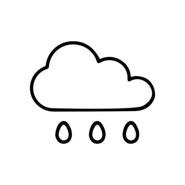 Rainy cloud thin line icon isolated on white background - Vector Rainy clo... Stock Photos