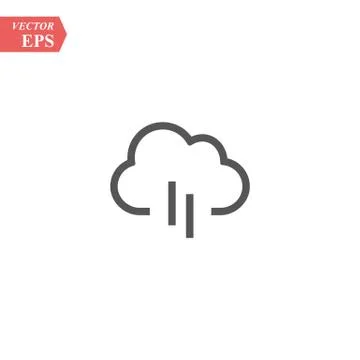 Rainy Cloud vector icon isolated on white background Stock Illustration