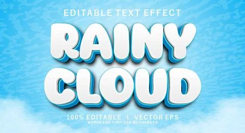 Rainy cloud vector text effect with modern style design Stock Illustration