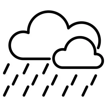 Rainy Clouds Line Icon Vector with Editable Stroke Stock Illustration