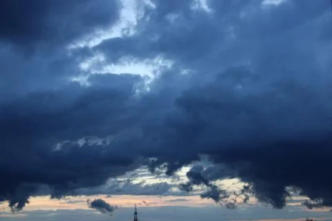 Rainy clouds in the sky in the evening Stock Photos