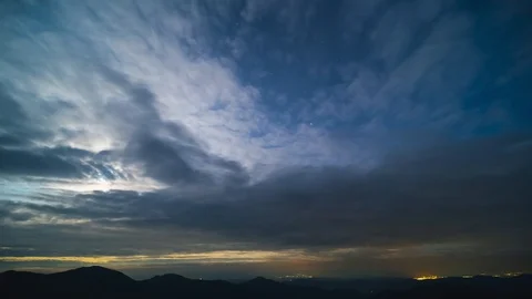 The rainy clouds stream above mountains. time lapse Stock Footage 112774754