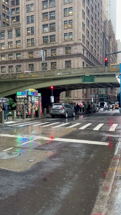 Rainy Commute in NYC Stock Footage 310320610
