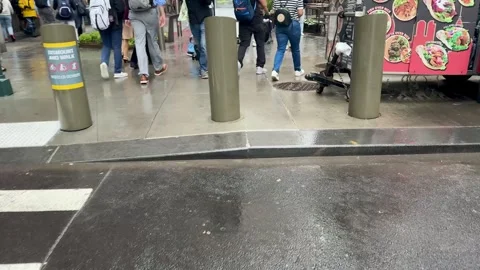 Rainy Commute in NYC Stock Footage 310320612