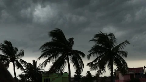 Rainy dark cloudy sky Stock Footage 153614935