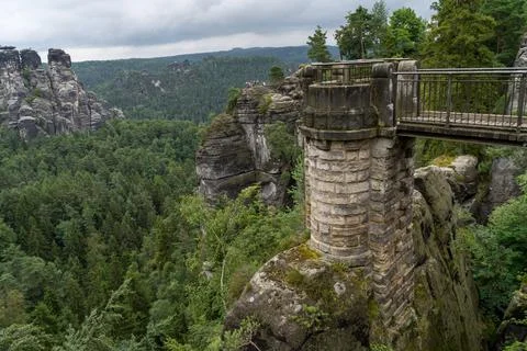 Rainy day and cloudy sky at Bastai Park in Sachsen, Gemany 스톡 사진