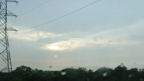 Rainy day from a broken window pane. Shooting city life. Stock Footage 245097282