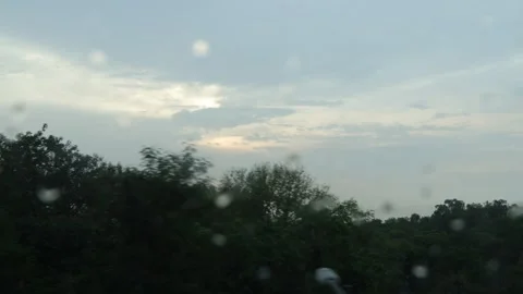 Rainy day from a broken window pane. Shooting city life. Stock Footage 245097284