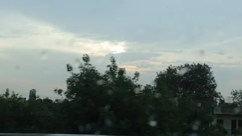 Rainy day from a broken window pane. Shooting city life. Stock Footage 245097296