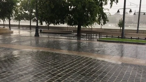 Rainy day in budapest hungary Stock Footage 101369280