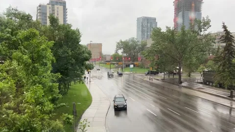 Rainy day in Calgary Stock Footage 197423368