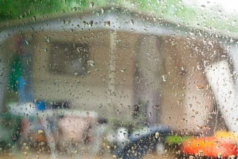 Rainy day in a caravan. Foto stock