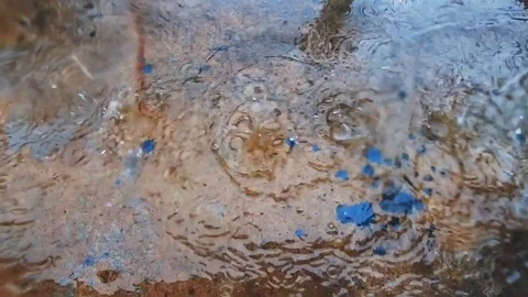 Rainy Day Concept. Rain Falling into the Ground (Cement Floor). Included Soun Stock Footage 106651255