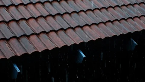 Rainy Day Concept. Rain Falling into the Roof. Static and Handheld Stock Footage 115107941
