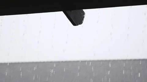 Rainy Day Concept. Rain Falling into the Roof. Static and Handheld Stock Footage 117183053