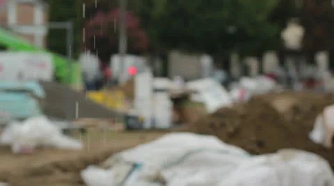 A rainy day at a construction site 스톡 동영상 23543281
