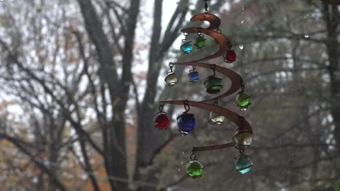 Rainy day decorations slow motion Stock Footage 220586744