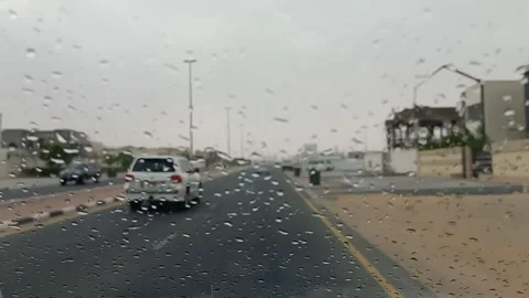 Rainy day in desert Video stock 157420618