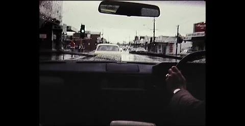 Rainy Day Drive Through Melbourne Suburbs - View from Car - 1982 Stock Footage 260525368