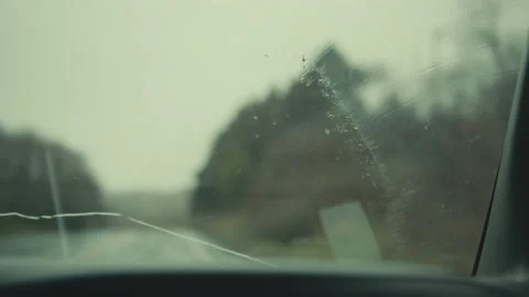 Rainy day driving windshield - Pacific Coast Stock Footage 230305269