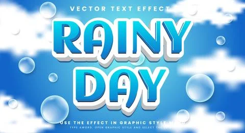 Rainy day editable text effect Template Stock Illustration
