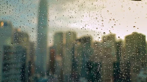 Rainy day looking out of window Stock Footage 96487446