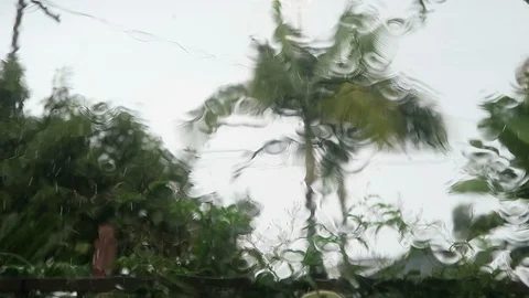 Rainy day Looking out a window￼ on a dark and stormy day. Stock Footage 118843429