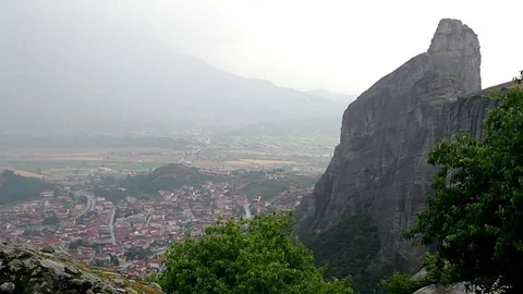 Rainy day in Meteora Video stock 72927407