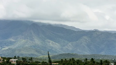 A rainy day on the mountain range Stock Footage